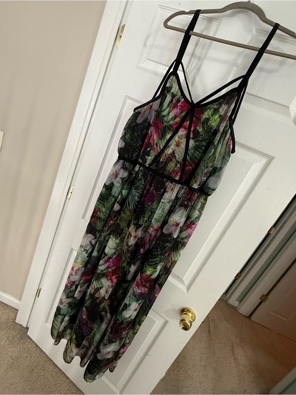 Lane Bryant Floral Maxi Dress with Black Trim